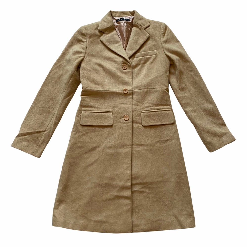 Theory 100% Wool Camel Color Pea Coat 90s vintage